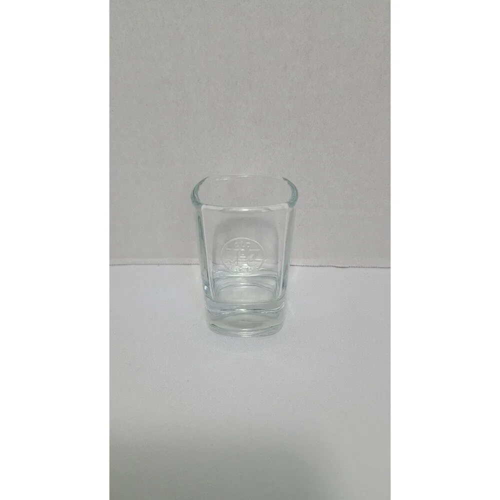 Jack Daniels Old No. 7 Brand Square Shot Glass Clear Embossed Logo 2.5